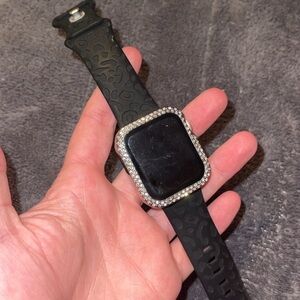 Black Smartwatch with Rhinestone Bezel